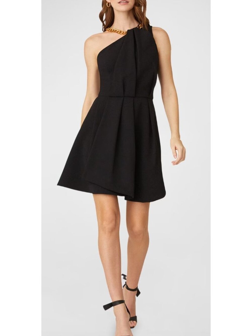 Shoshanna Cher Sleeveless Pleated Chain-Strap Mini Dress Black Size 8